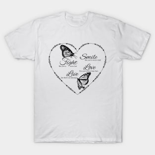 Smile Fight Love And Live Ornamental Heart T-Shirt